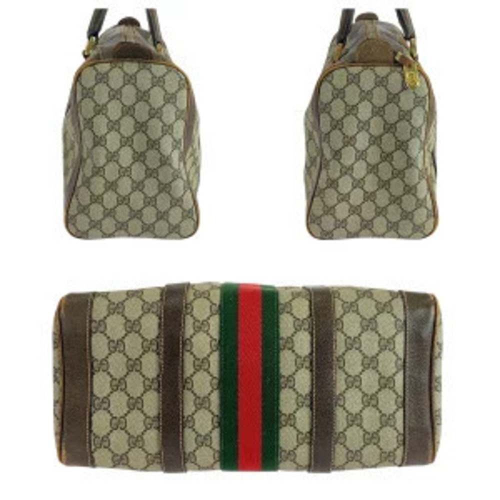 Gucci Sherry Beige Brown GG Supreme Canvas Leather Handbag - Picture 9 of 9